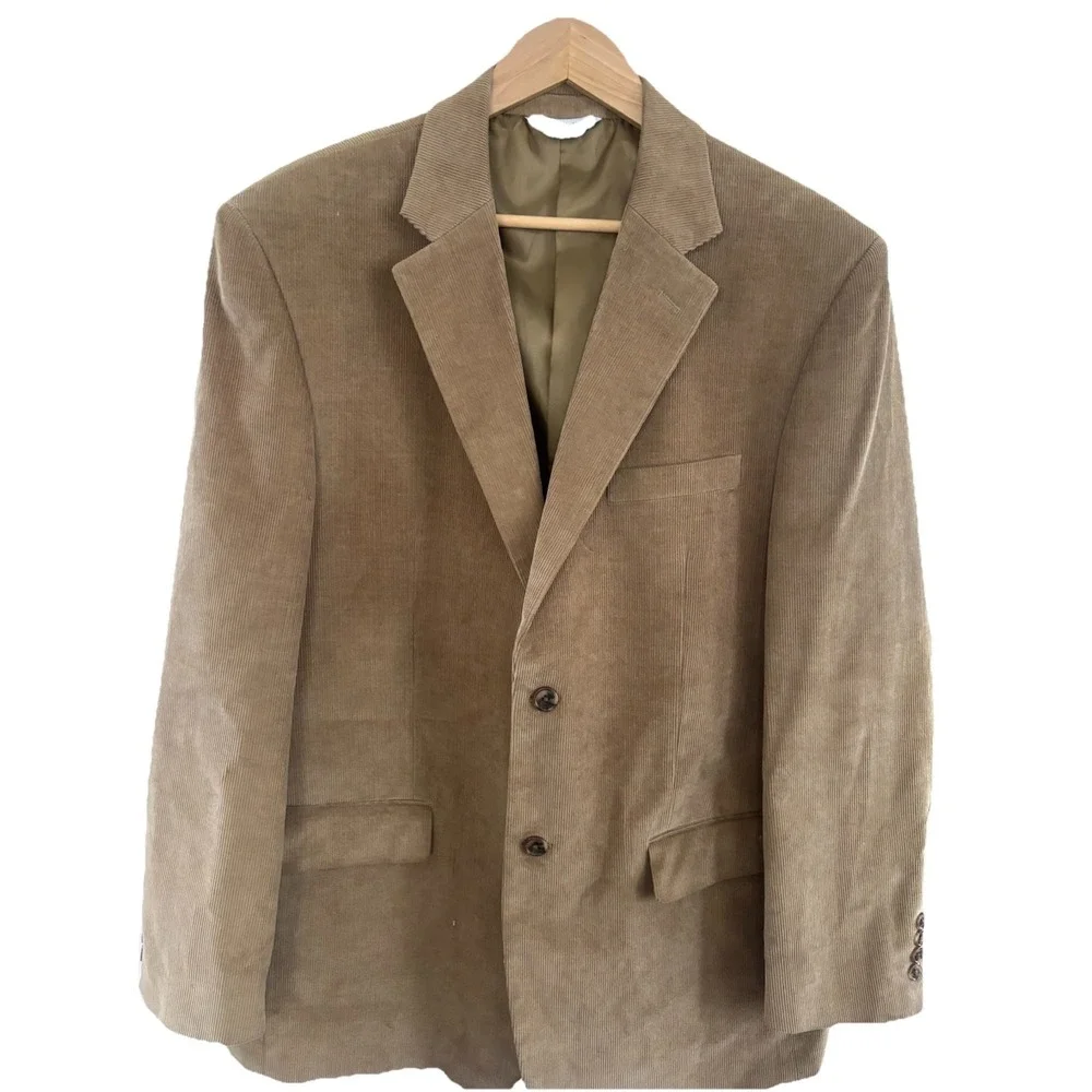 Joseph‎ & Feiss Mens 44R Tan Camel Corduroy Sport Coat 2 Button Jacket Blazer